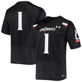Men's - #1 Cincinnati Bearcats Under Armour Logo Replica Black College Football Jersey