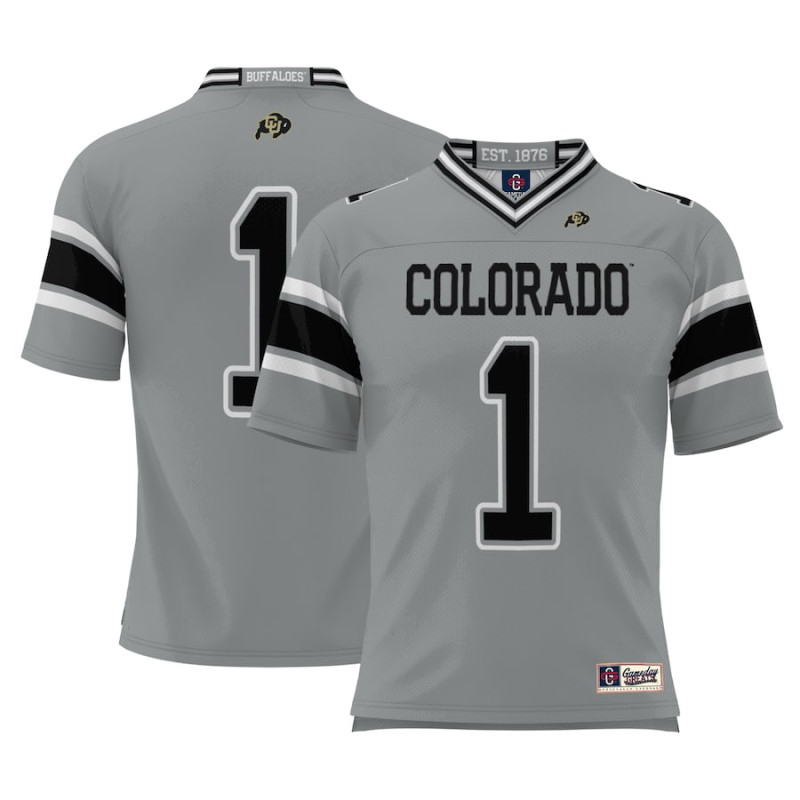 Youth #1 Colorado Buffaloes ProSphere Endzone Gray College Football Jersey Youth #1 Colorado Buffaloes ProSphere Endzone Gray College Football Jersey