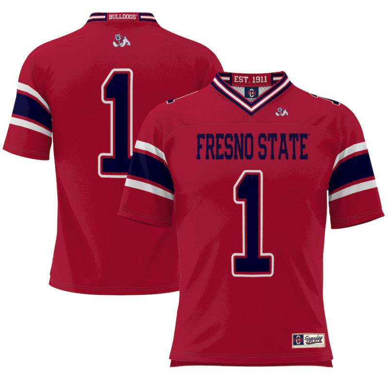 Men's - #1 Fresno State Bulldogs ProSphere Endzone Red College Football Jersey Men's - #1 Fresno State Bulldogs ProSphere Endzone Red College Football Jersey