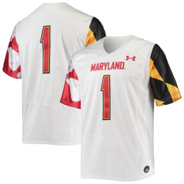 Men's - #1 Maryland Terrapins Under Armour Team Premier White College Football Jersey
