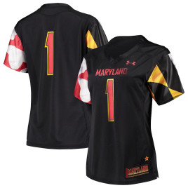Women's #1 Maryland Terrapins Under Armour Replica Team Black College Football Jersey