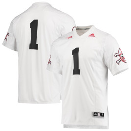 Men's - #1 Nebraska Huskers adidas Premier Strategy White College Football Jersey