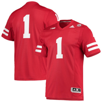 Men's - #1 Nebraska Huskers adidas Team Premier Scarlet College Football Jersey