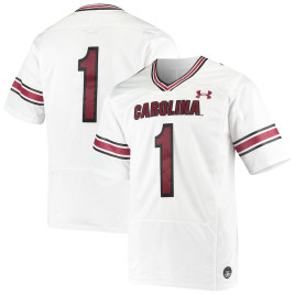 Men's - #1 South Carolina Gamecocks Under Armour Premiere White College Football Jersey