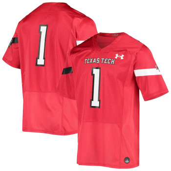 Men's - #1 Texas Tech Red Raiders Under Armour Logo Replica Red College Football Jersey