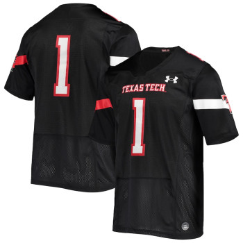 Men's - #1 Texas Tech Red Raiders Under Armour Team Premier Black College Football Jersey