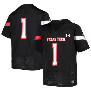 Youth #1 Texas Tech Red Raiders Under Armour Replica Black College Football Jersey