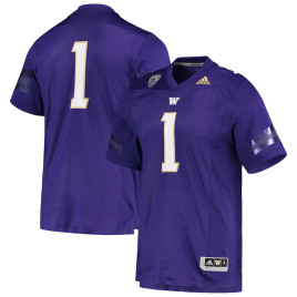 Men's - #1 Washington Huskies adidas Team Premier Purple College Football Jersey