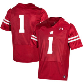 Men's - #1 Wisconsin Badgers Under Armour Replica Red College Football Jersey Men's - #1 Wisconsin Badgers Under Armour Replica Red College Football Jersey