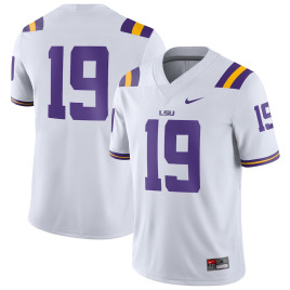 Men's - #19 LSU Tigers Nike Game White College Football Jersey