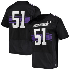 Men's - #51 Northwestern Wildcats Under Armour Premiere Black College Football Jersey