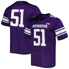 Men's - #51 Northwestern Wildcats Under Armour Team Wordmark Replica Purple College Football Jersey