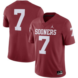 Men's - #7 Oklahoma Sooners Jordan Brand Team Game Crimson College Football Jersey