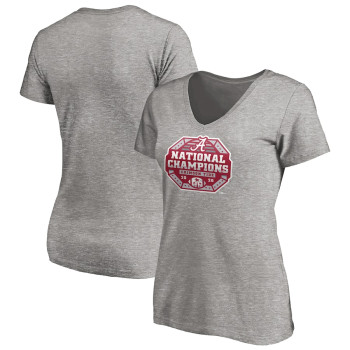 Women's Alabama Crimson Tide Fanatics Branded Playoff 2020 National Champions Sack V-Neck Heather Charcoal College Football T-Shirt