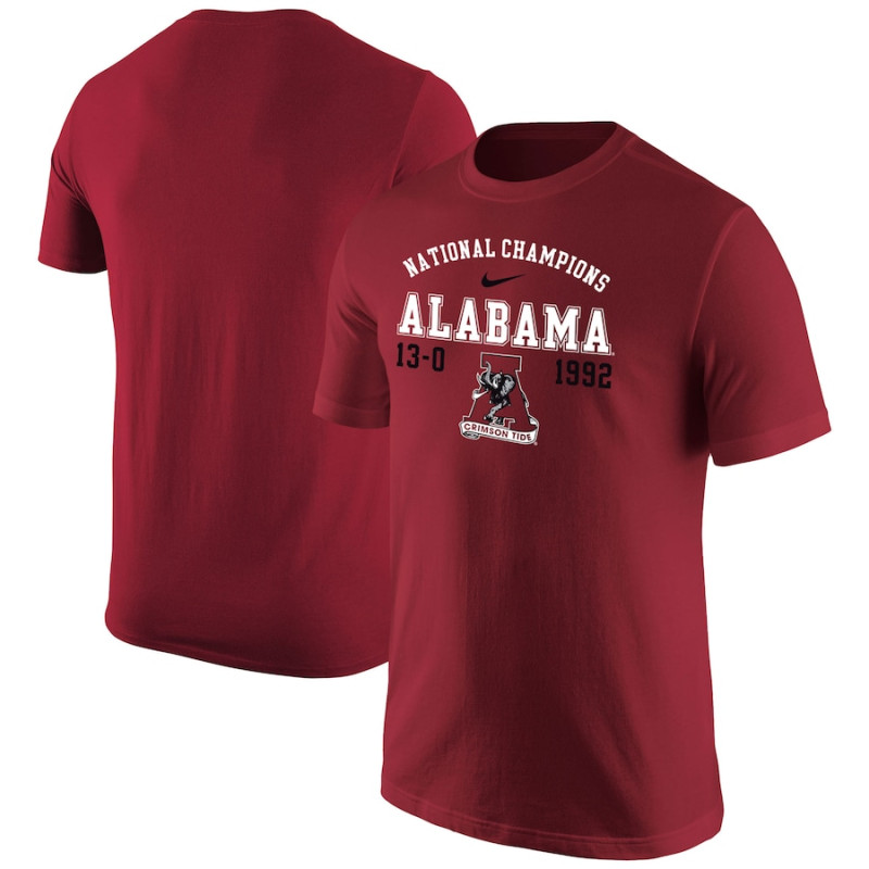 Men's - Alabama Crimson Tide Nike 1992 National Champions Crimson College Football T-Shirt Men's - Alabama Crimson Tide Nike 1992 National Champions Crimson College Football T-Shirt