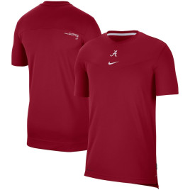 Men's - Alabama Crimson Tide Nike 2021 Sideline Coaches Performance Top - Crimson College Football T-Shirt