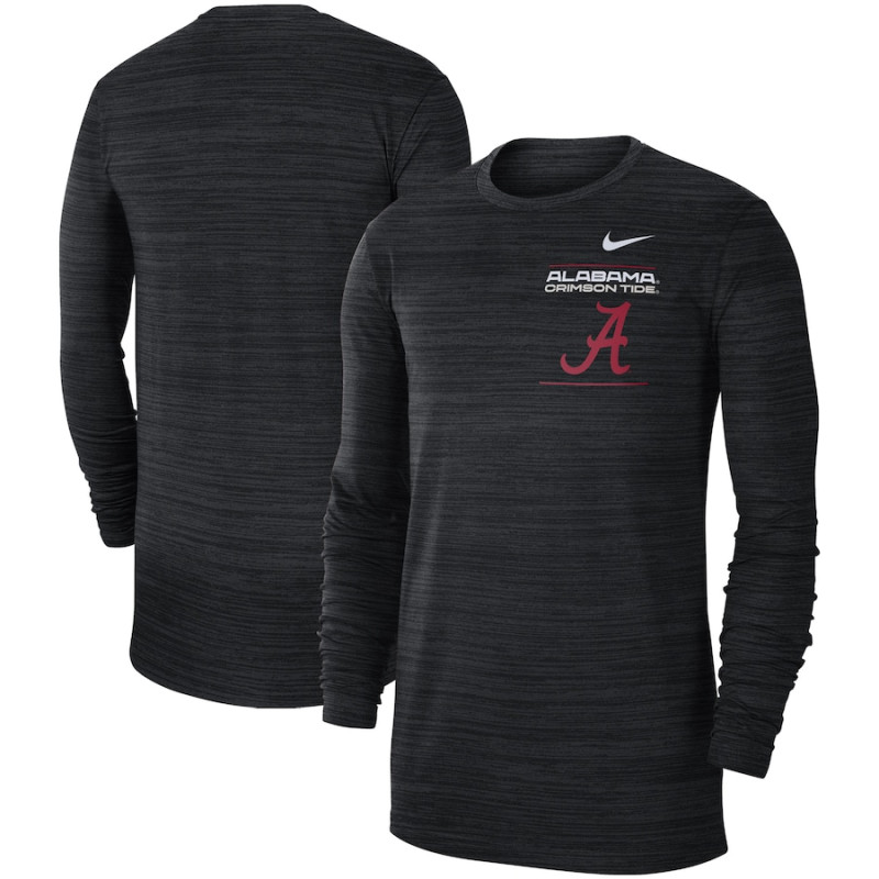 Men's - Alabama Crimson Tide Nike 2021 Sideline Velocity Performance Long Sleeve Black College Football T-Shirt Men's - Alabama Crimson Tide Nike 2021 Sideline Velocity Performance Long Sleeve Black College Football T-Shirt