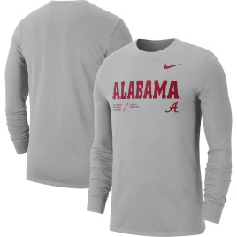 Men's - Alabama Crimson Tide Nike Team Practice Performance Long Sleeve Gray College Football T-Shirt