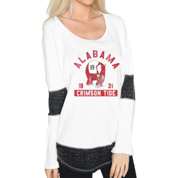 Women's Alabama Crimson Tide Original Retro Brand Contrast Boyfriend Thermal Long Sleeve White College Football T-Shirt