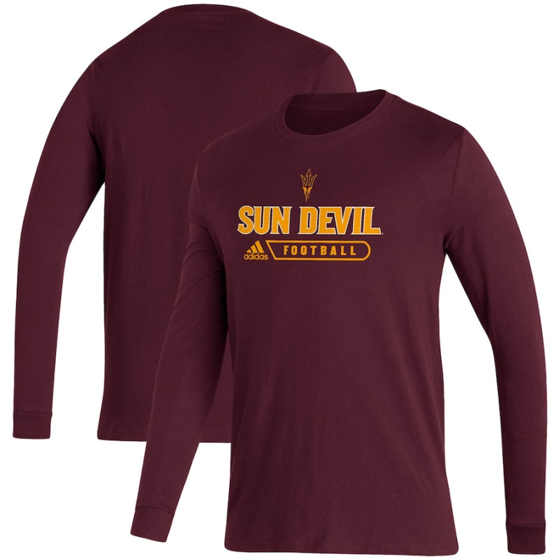Men's - Arizona State Sun Devils adidas Sideline Amplifier Long Sleeve Maroon College Football T-Shirt Men's - Arizona State Sun Devils adidas Sideline Amplifier Long Sleeve Maroon College Football T-Shirt