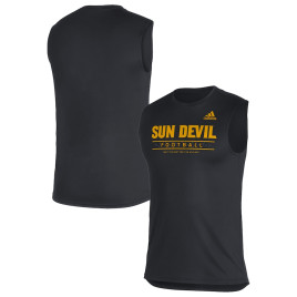Men's - Arizona State Sun Devils adidas Sideline Locker Creator AEROREADY Sleeveless Black College Football T-Shirt