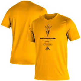 Men's - Arizona State Sun Devils adidas Sideline Locker Tag Creator AEROREADY Gold College Football T-Shirt Men's - Arizona State Sun Devils adidas Sideline Locker Tag Creator AEROREADY Gold College Football T-Shirt
