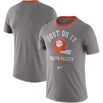 Men's - Clemson Tigers Nike Vault Helmet Tri-Blend Heathered Gray College Football T-Shirt