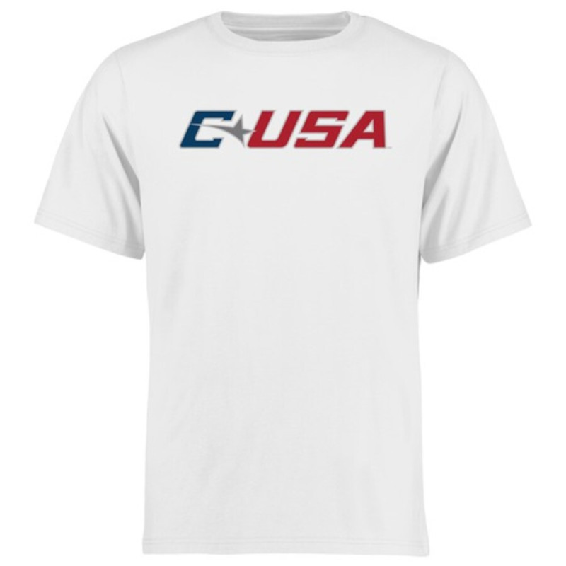 Men's - Conference USA Logo White College Football T-Shirt Men's - Conference USA Logo White College Football T-Shirt