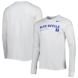 Men's - Duke Blue Devils Nike Team Practice Performance Long Sleeve White College Football T-Shirt Men's - Duke Blue Devils Nike Team Practice Performance Long Sleeve White College Football T-Shirt
