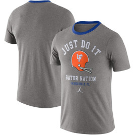Men's - Florida Gators Jordan Brand Vault Helmet Team Tri-Blend Heathered Gray College Football T-Shirt