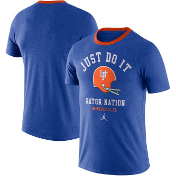 Men's - Florida Gators Jordan Brand Vault Helmet Team Tri-Blend Royal College Football T-Shirt