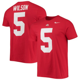 Men's - Garrett Wilson Ohio State Buckeyes Nike 2022 NFL Draft Name & Number Scarlet College Football T-Shirt