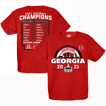 Youth Georgia Bulldogs Blue 84 Playoff 2021 National Champions Schedule Red College Football T-Shirt