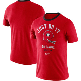 Men's - Georgia Bulldogs Nike Vault Helmet Tri-Blend Red College Football T-Shirt