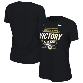 Women's Georgia Bulldogs Nike Playoff 2021 National Champions Locker Room Victory Lane Black College Football T-Shirt