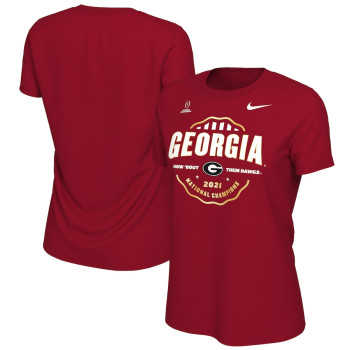 Women's Georgia Bulldogs Nike Playoff 2021 National Champions Seal Celebration Red College Football T-Shirt