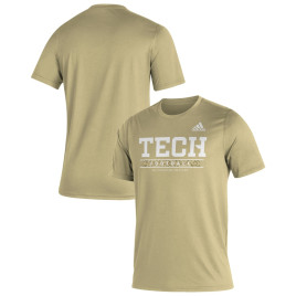 Men's - Georgia Tech Yellow Jackets adidas Sideline Locker Practice Creator AEROREADY Gold College Football T-Shirt