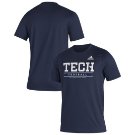 Men's - Georgia Tech Yellow Jackets adidas Sideline Locker Practice Creator AEROREADY Navy College Football T-Shirt