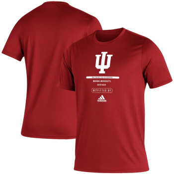 Men's - Indiana Hoosiers adidas Sideline Locker Tag Creator AEROREADY Crimson College Football T-Shirt