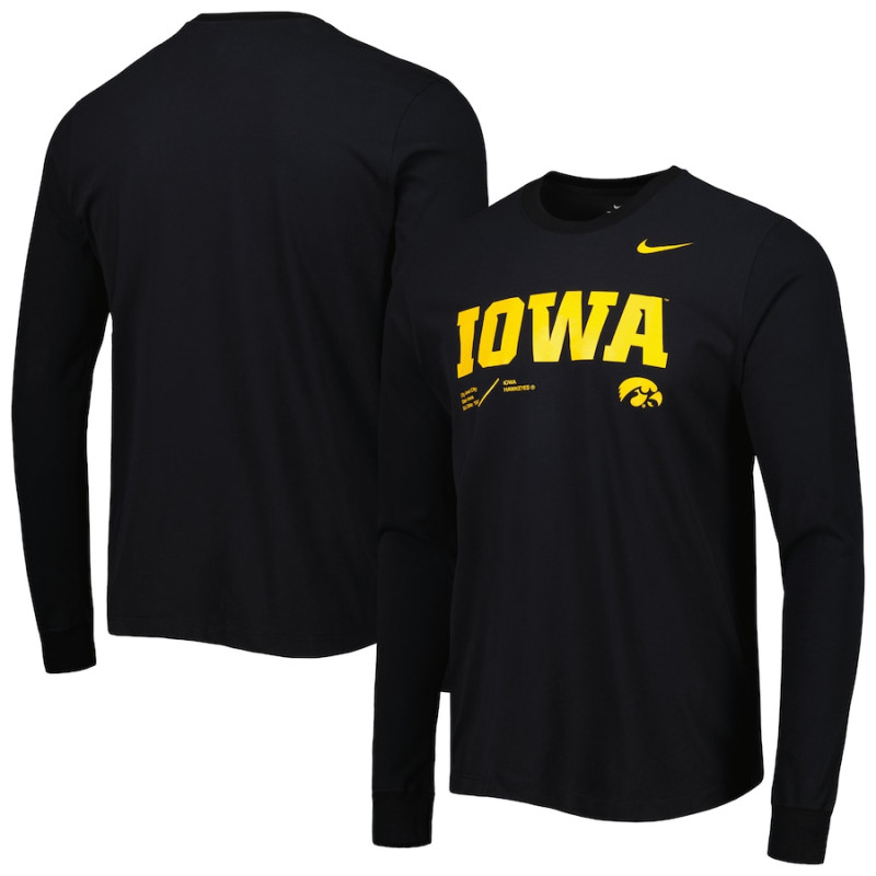Men's - Iowa Hawkeyes Nike Team Practice Performance Long Sleeve Black College Football T-Shirt Men's - Iowa Hawkeyes Nike Team Practice Performance Long Sleeve Black College Football T-Shirt