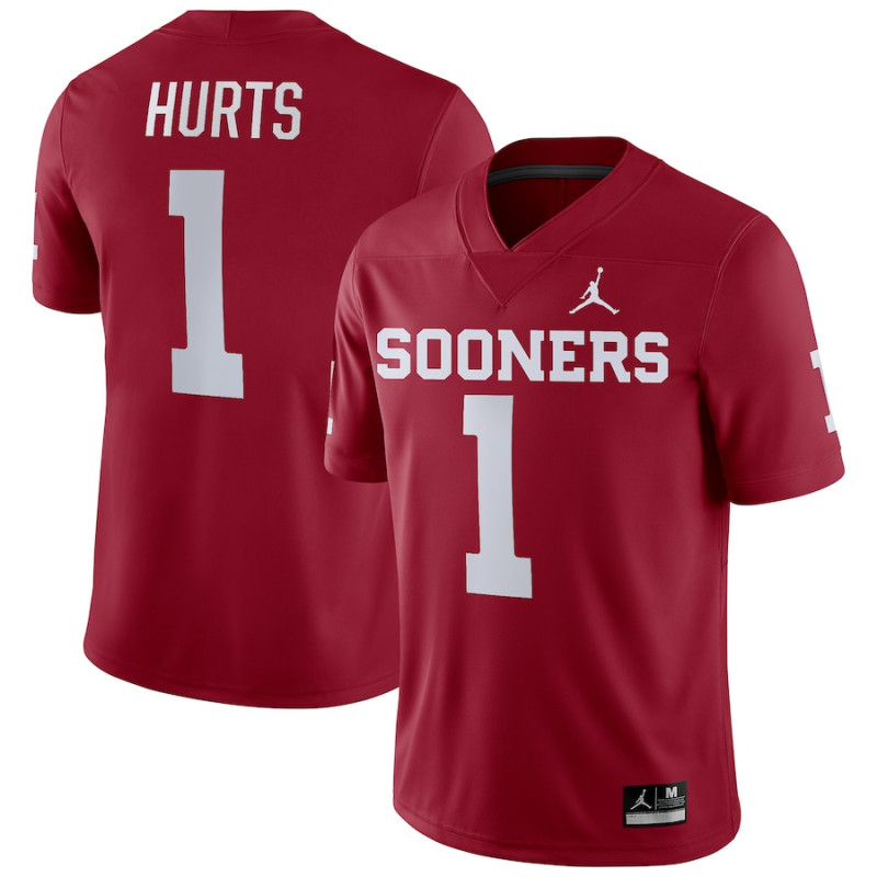 Men's - Jalen Hurts Oklahoma Sooners Jordan Brand Player Game Crimson College Football Jersey Men's - Jalen Hurts Oklahoma Sooners Jordan Brand Player Game Crimson College Football Jersey
