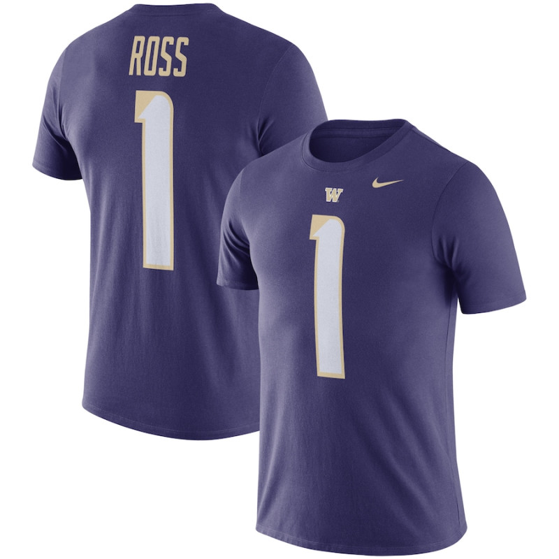 Men's - John Ross Washington Huskies Nike Name & Number Performance Purple College Football T-Shirt Men's - John Ross Washington Huskies Nike Name & Number Performance Purple College Football T-Shirt
