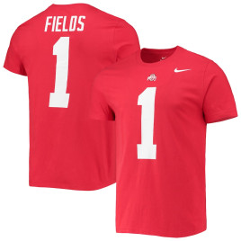 Men's - Justin Fields Ohio State Buckeyes Nike Alumni Name & Number Team Scarlet College Football T-Shirt