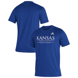 Men's - Kansas Jayhawks adidas Sideline Locker Practice Creator AEROREADY Royal College Football T-Shirt