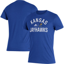 Men's - Kansas Jayhawks adidas Sideline Locker Heritage Royal College Football T-Shirt