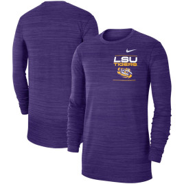 Men's - LSU Tigers Nike 2021 Sideline Velocity Performance Long Sleeve Purple College Football T-Shirt