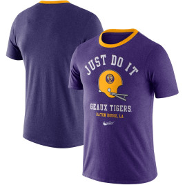 Men's - LSU Tigers Nike Vault Helmet Tri-Blend Purple College Football T-Shirt Men's - LSU Tigers Nike Vault Helmet Tri-Blend Purple College Football T-Shirt