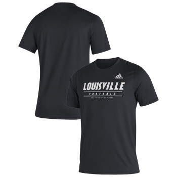 Men's - Louisville Cardinals adidas Sideline Locker Practice Creator AEROREADY Black College Football T-Shirt