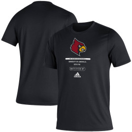 Men's - Louisville Cardinals adidas Sideline Locker Tag Creator AEROREADY Black College Football T-Shirt