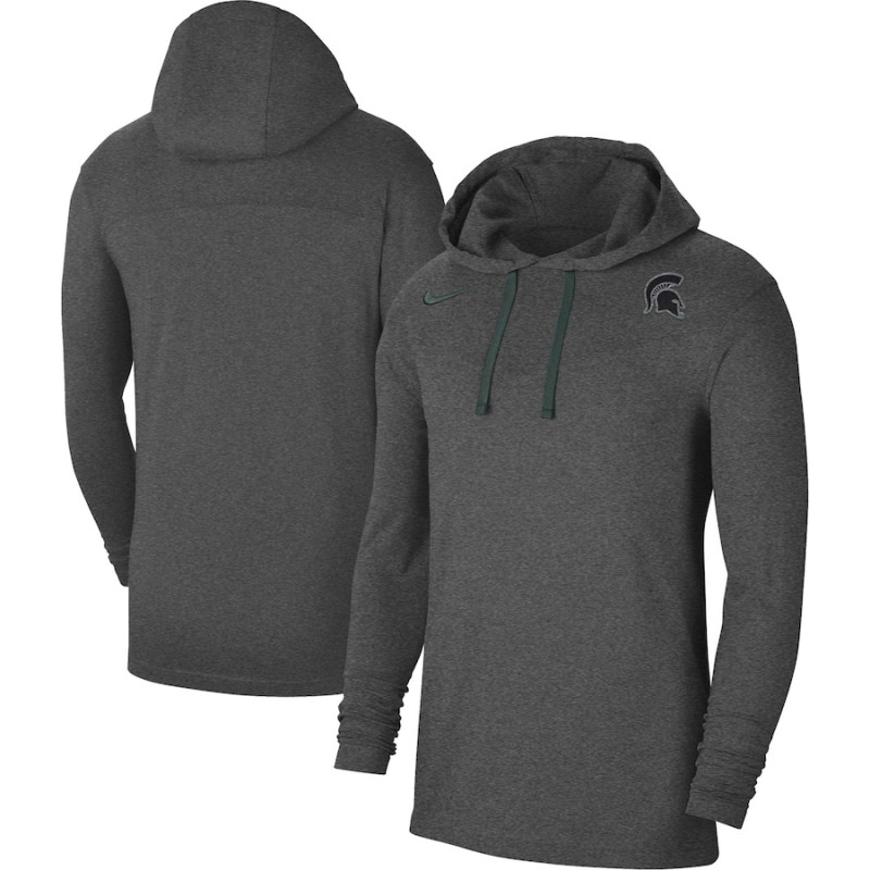 Men's - Michigan State Spartans Nike Off-Field Performance Long Sleeve Hoodie Heathered Charcoal College Football T-Shirt Men's - Michigan State Spartans Nike Off-Field Performance Long Sleeve Hoodie Heathered Charcoal College Football T-Shirt